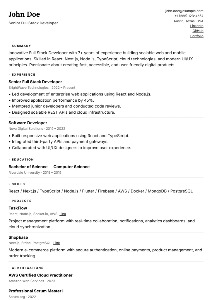 Anchor resume template