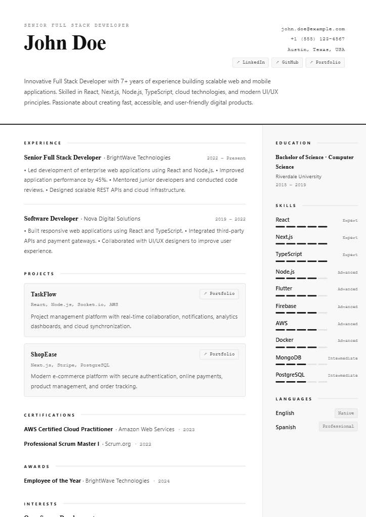 Architect resume template