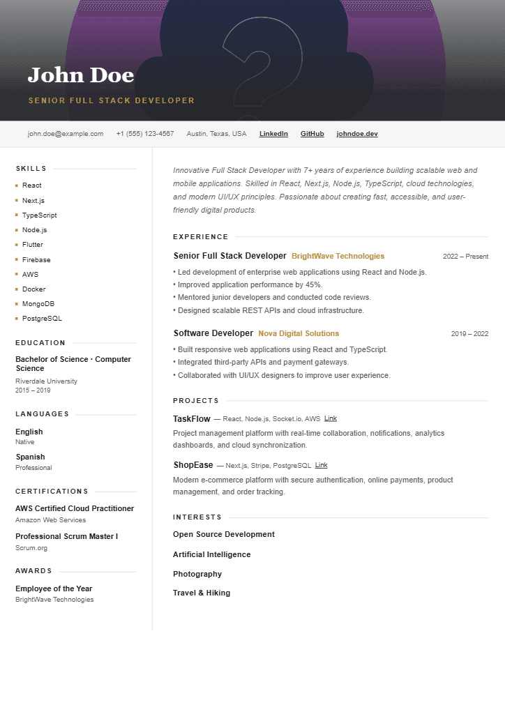 Ashcroft resume template