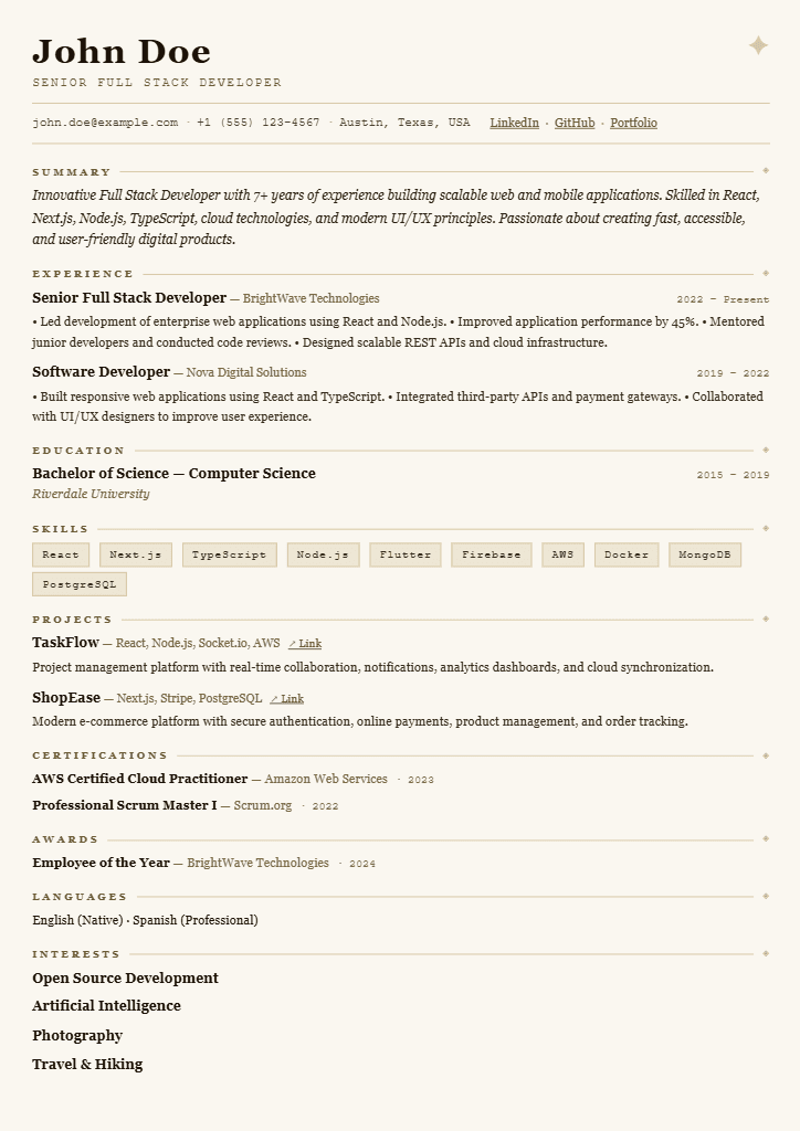 Atlas resume template