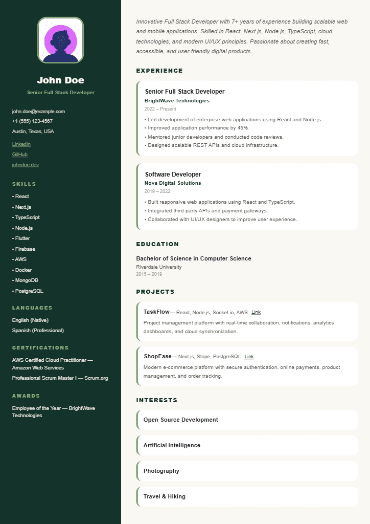 Bramble resume template