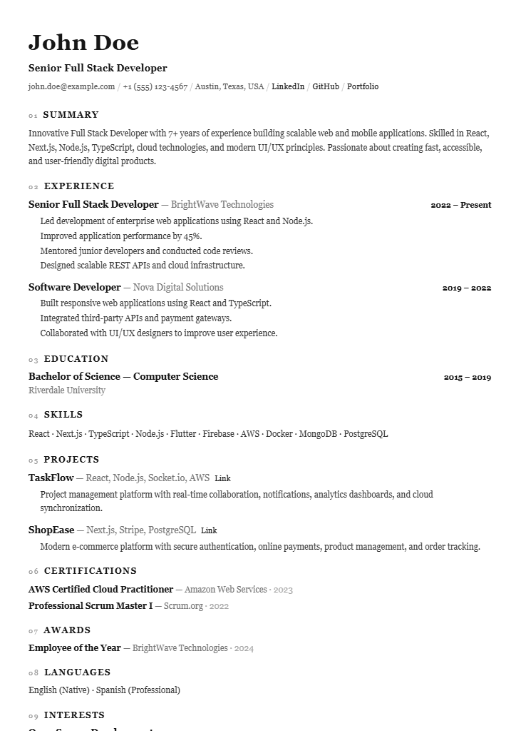 Chronicle resume template
