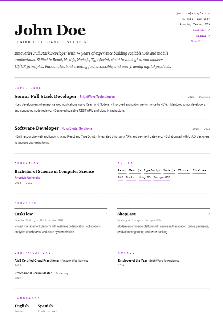 Civic resume template