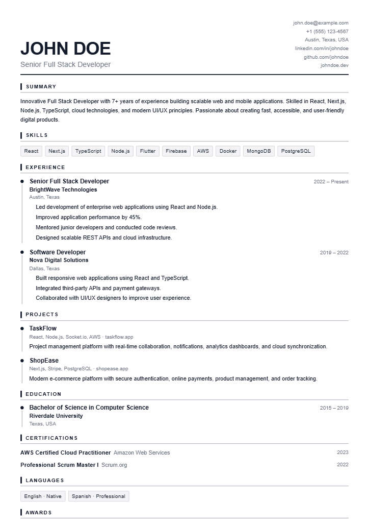 Crisp resume template