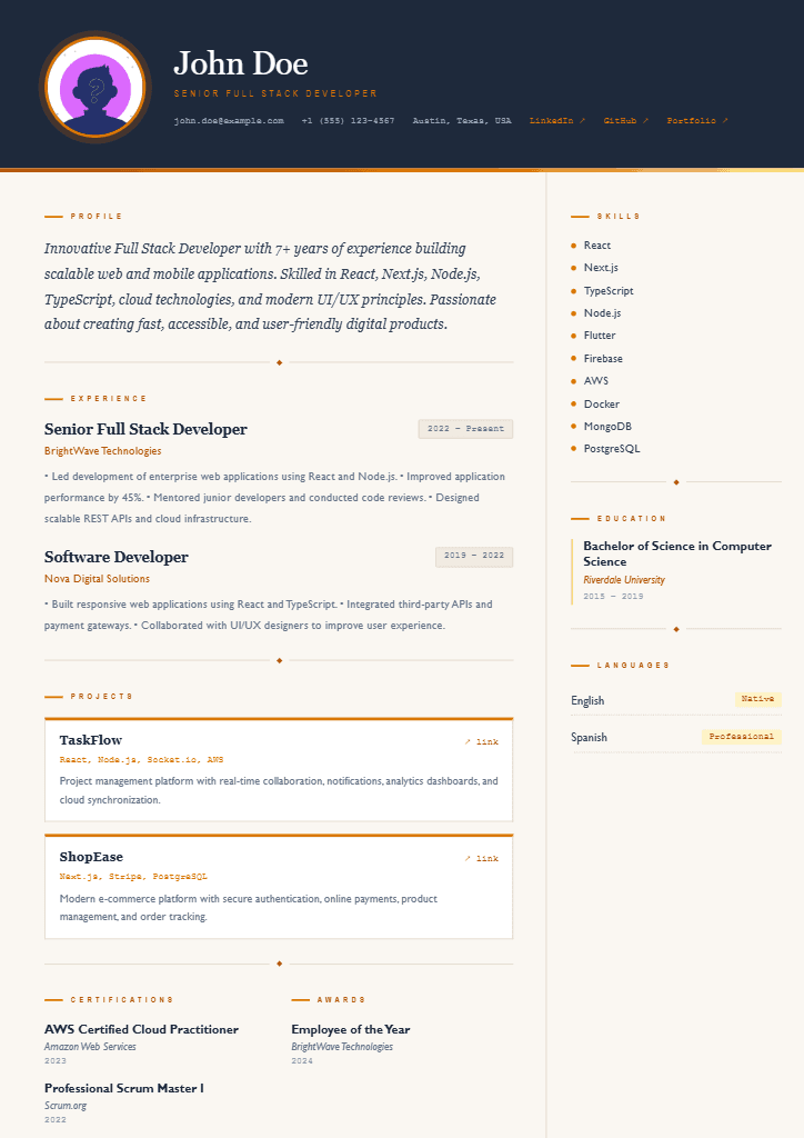Ember resume template