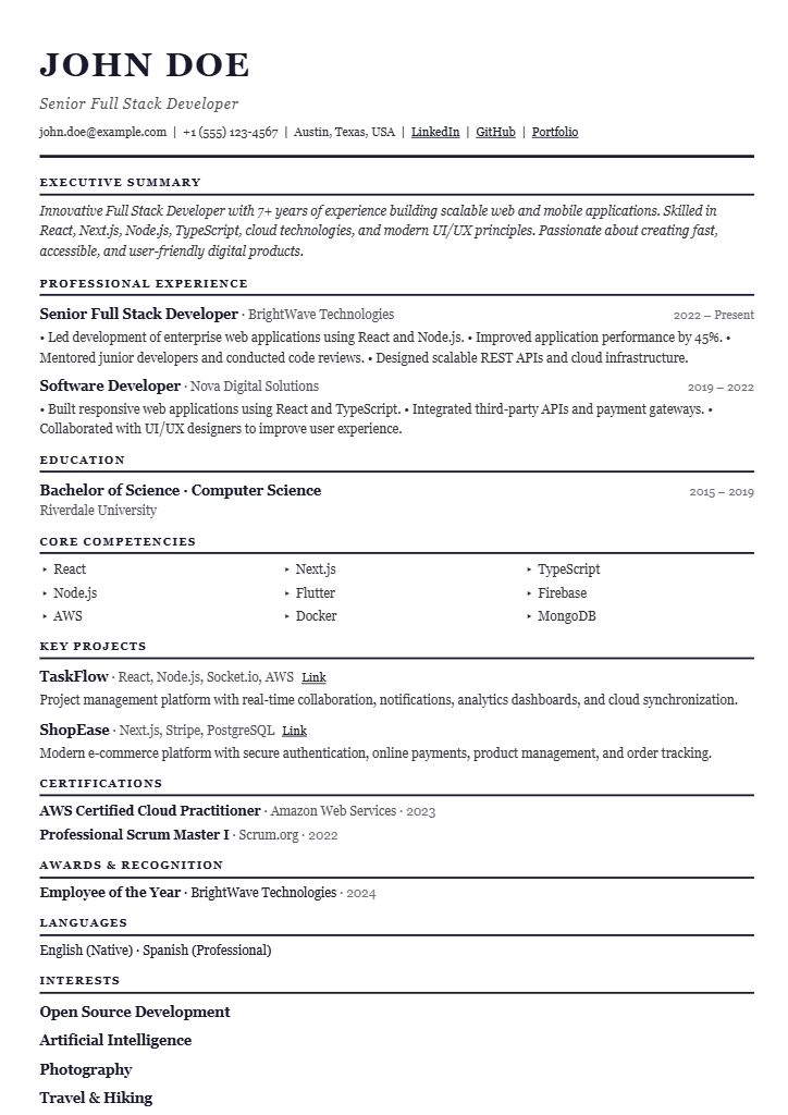 Executive resume template