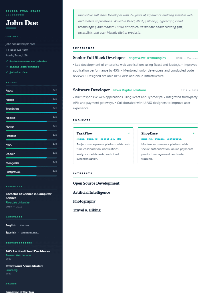 Flux resume template