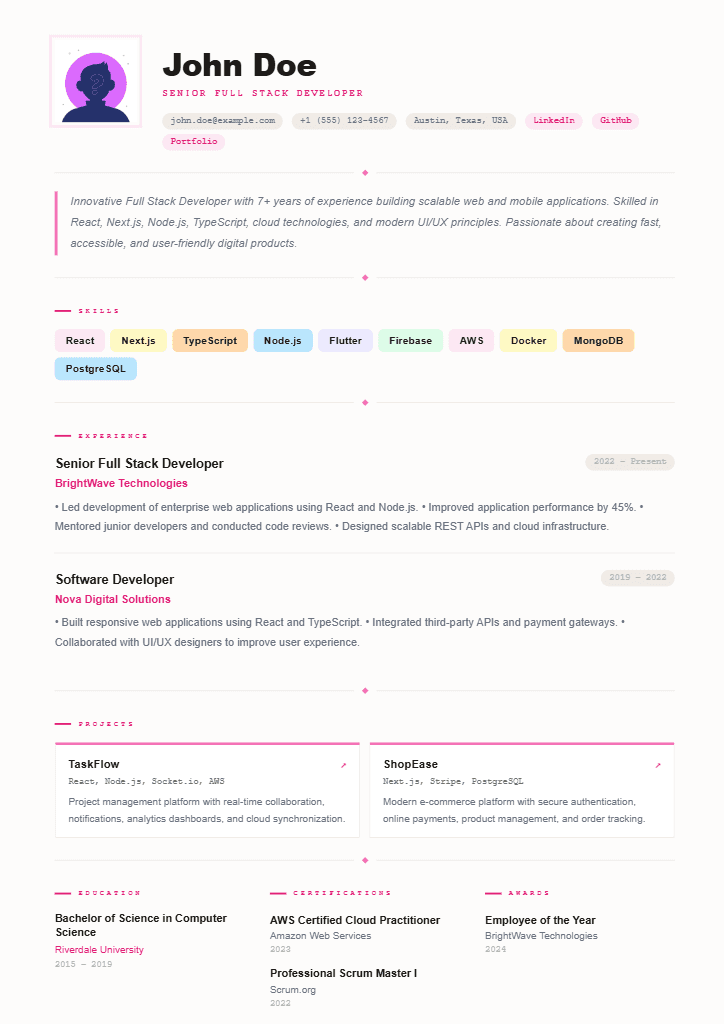 Forge resume template