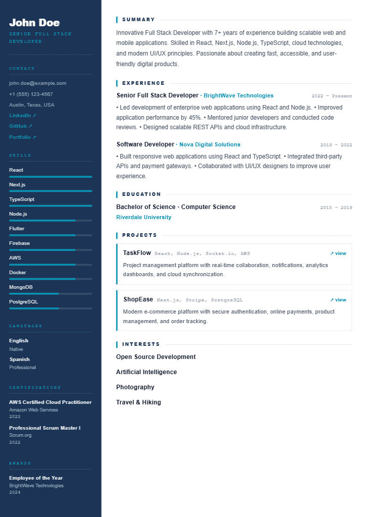 Foundation resume template