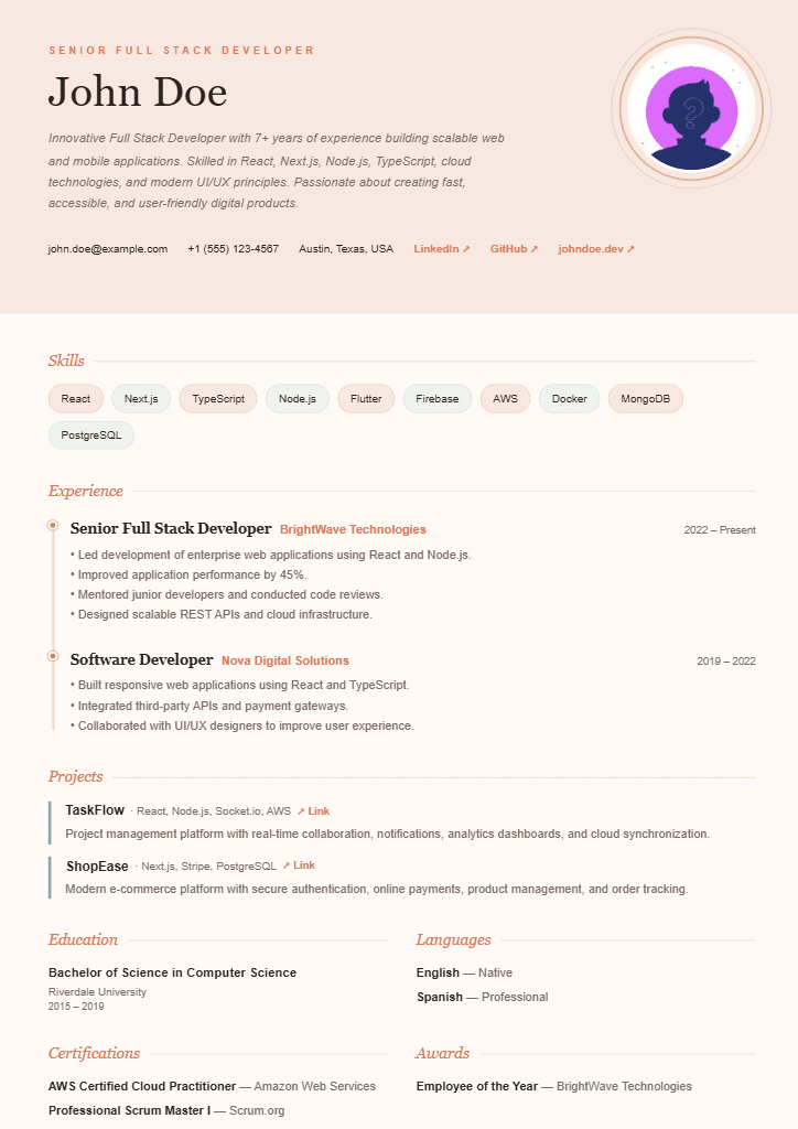 Halcyon resume template