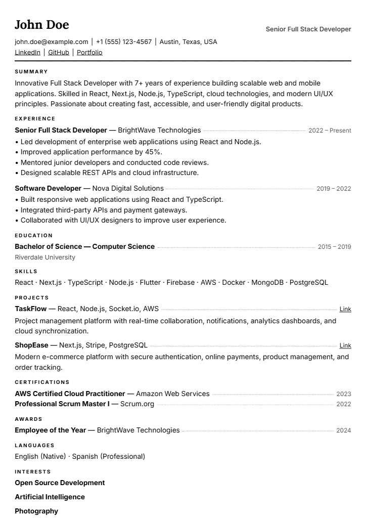 Ironclad resume template
