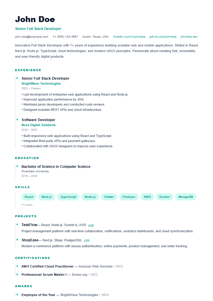 Kepler resume template