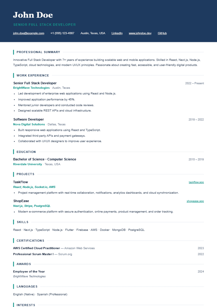 Modern resume template