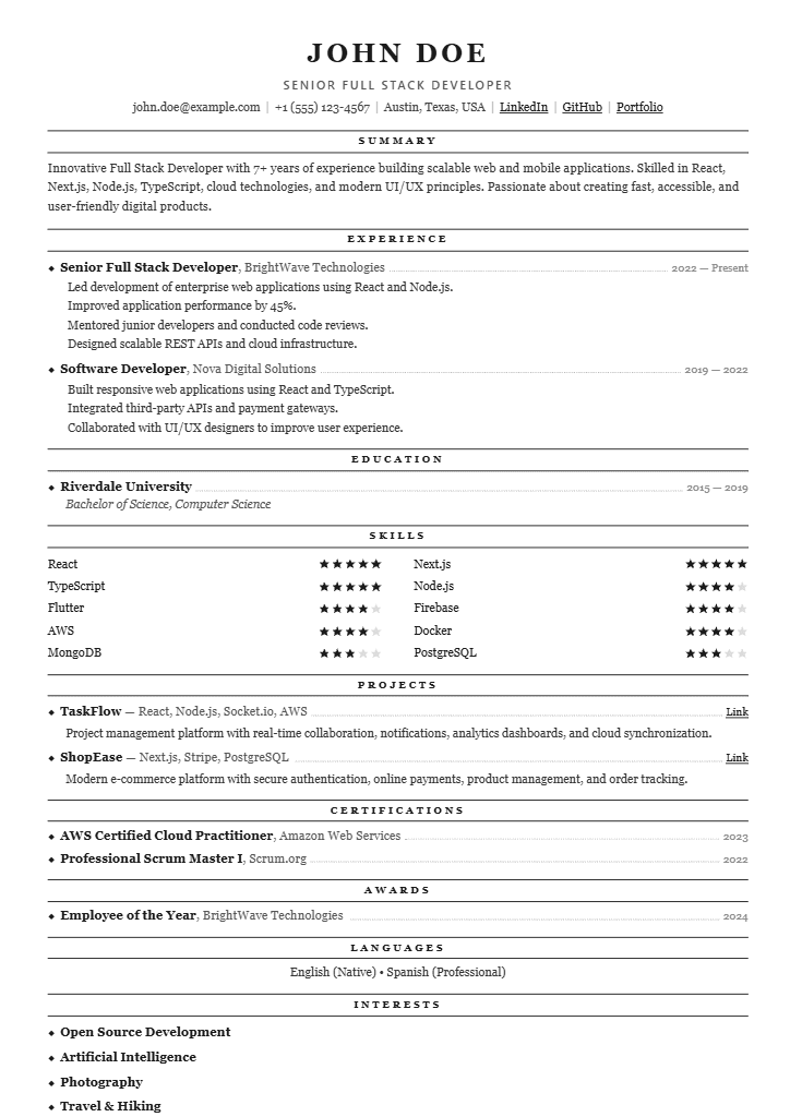 Nova resume template