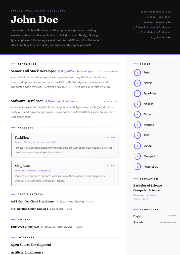 Onyx resume template