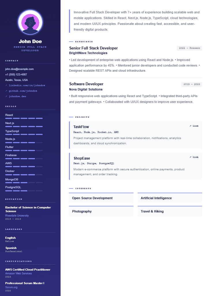 Prism resume template