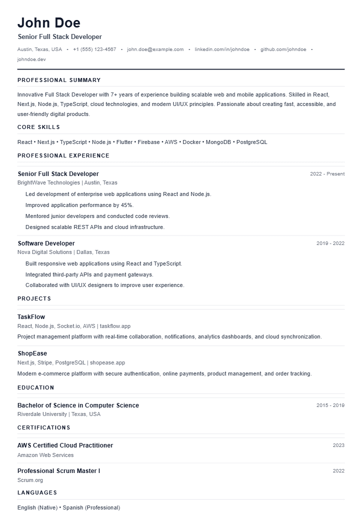 Professional resume template