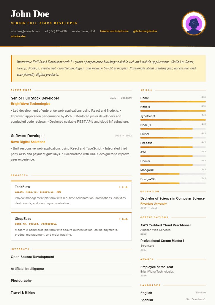 Slate resume template