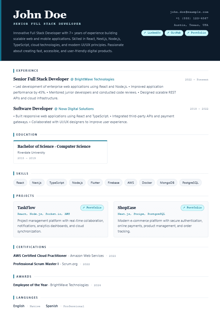 Sterling resume template