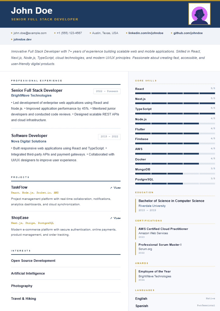 Vault resume template