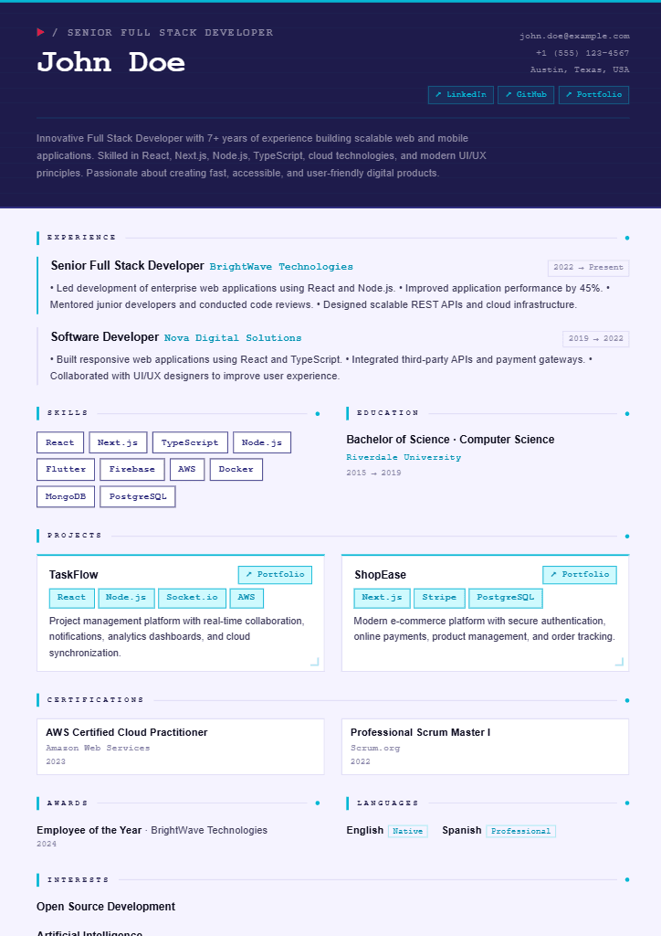 Vertex resume template