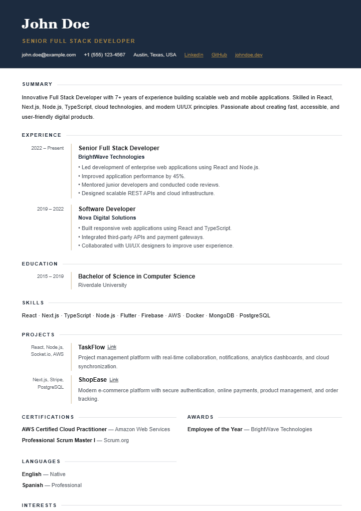 Whitfield resume template